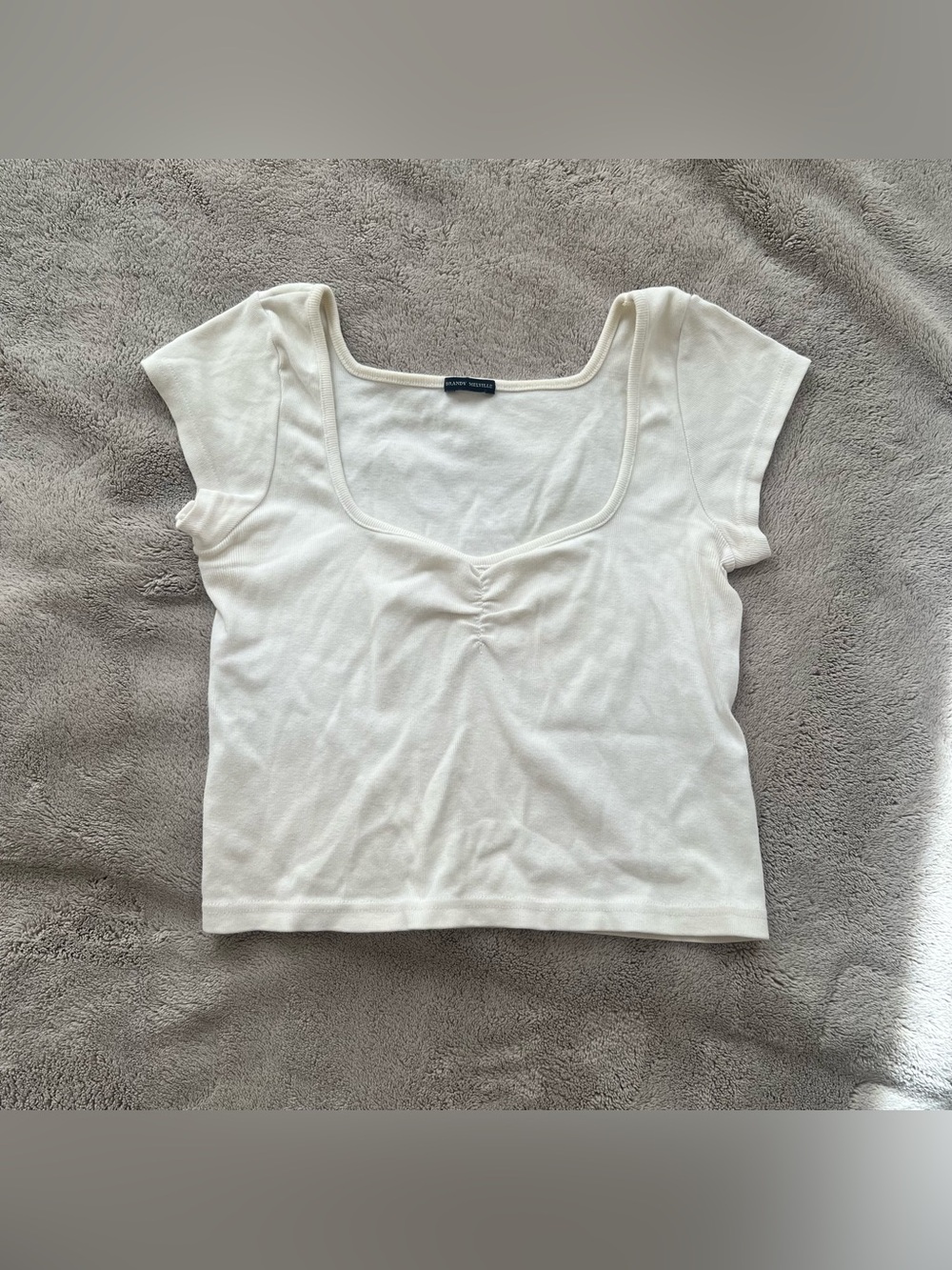 Brandy Melville White Short Sleeve Blouse
